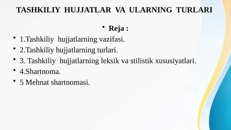 Tashkiliy hujjatlar 1