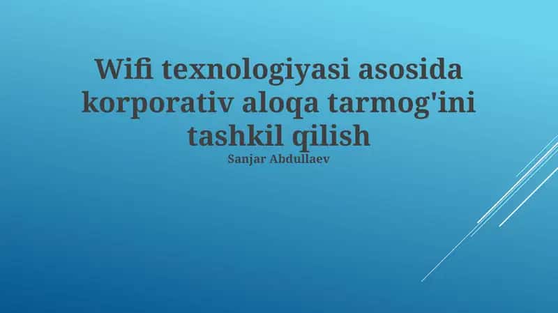 Korporativ aloqa tarmog'i tashkil qilish 1