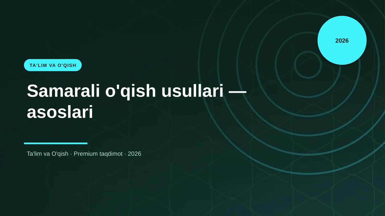 Samarali o'qish usullari — asoslari 1