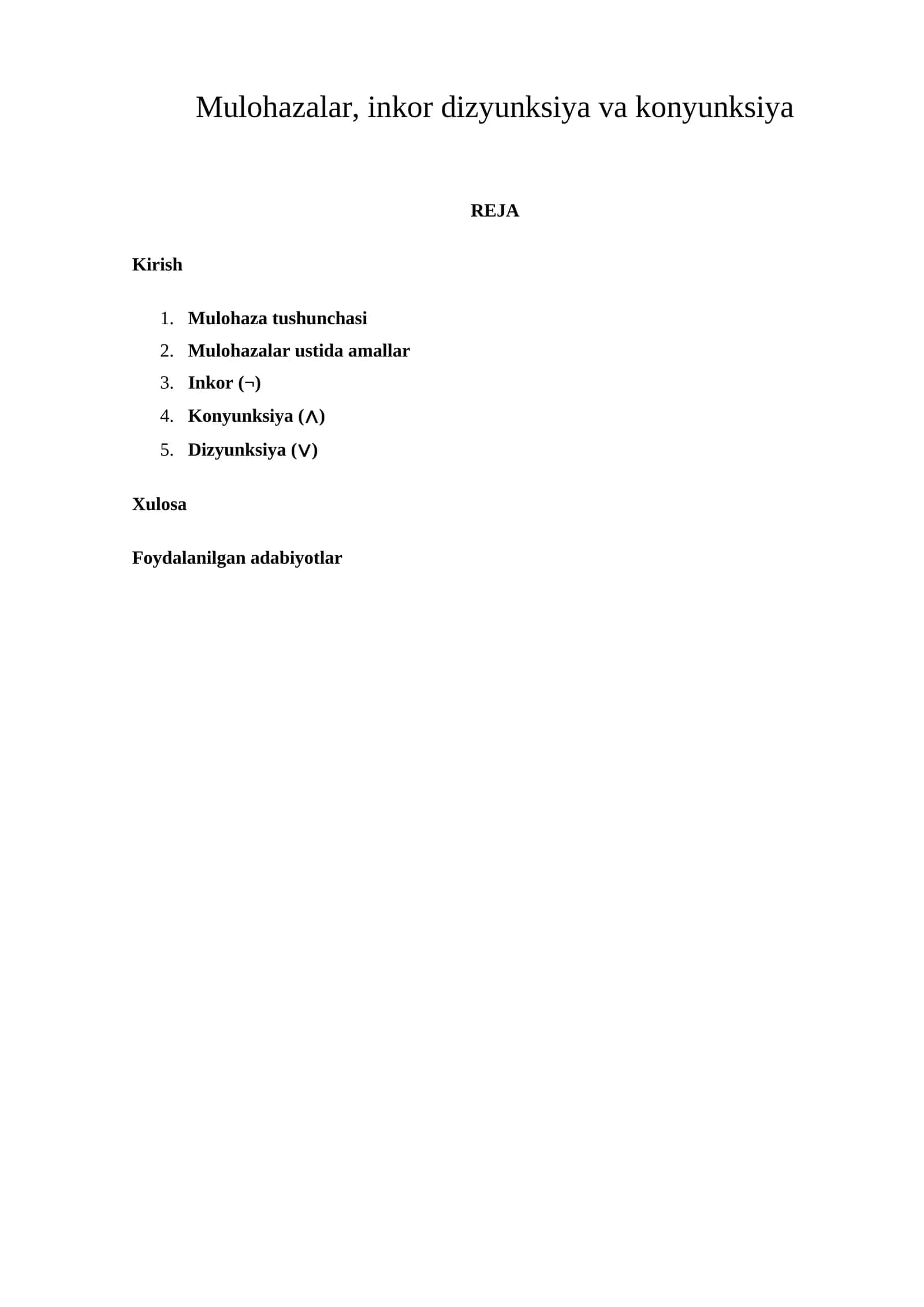 Matematik mantiqda mulohazalar 1