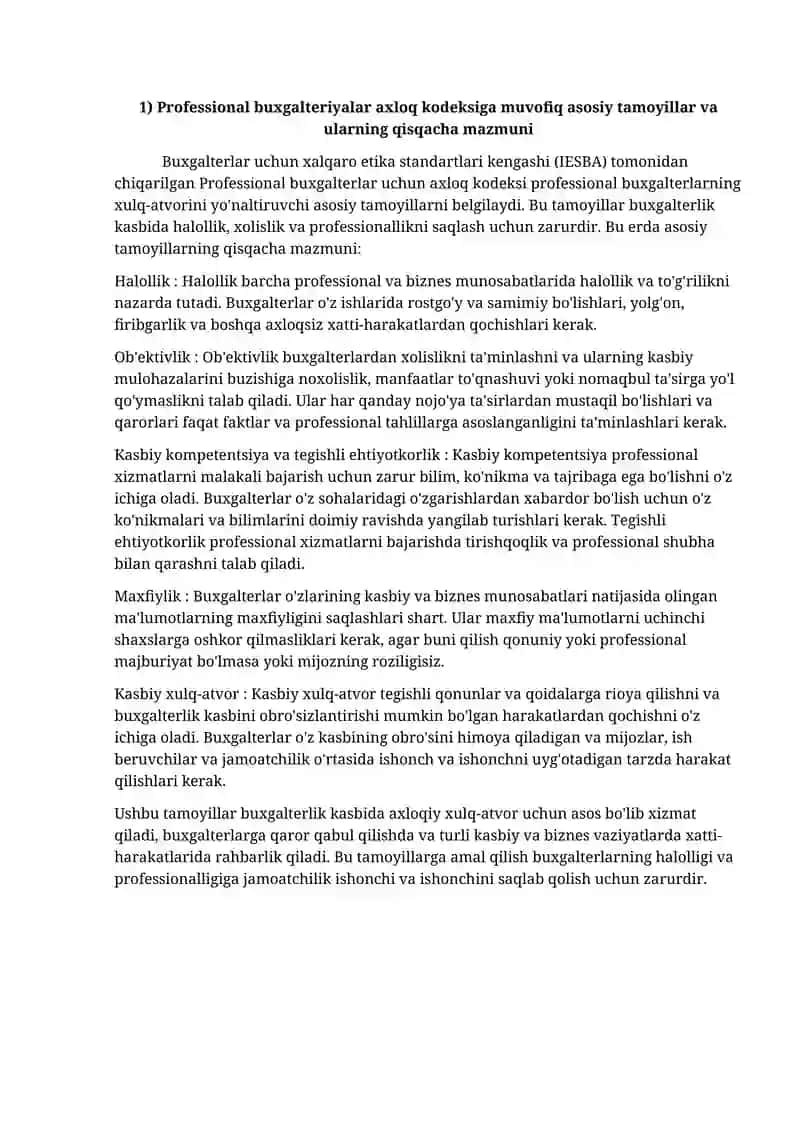 Professional buxgalteriyalar axloq kodeksi