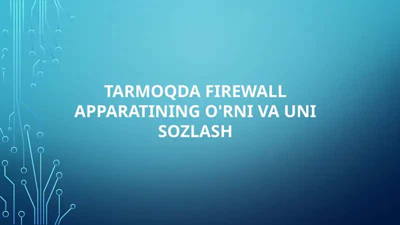 Tamoqda Firewall Apparati 1