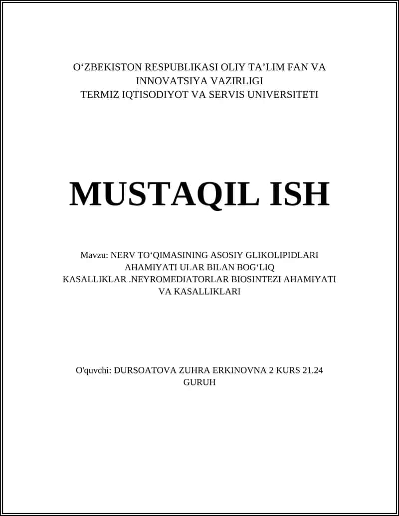 Nerv toʻqimasidagi asosiy glikolipidlar 1