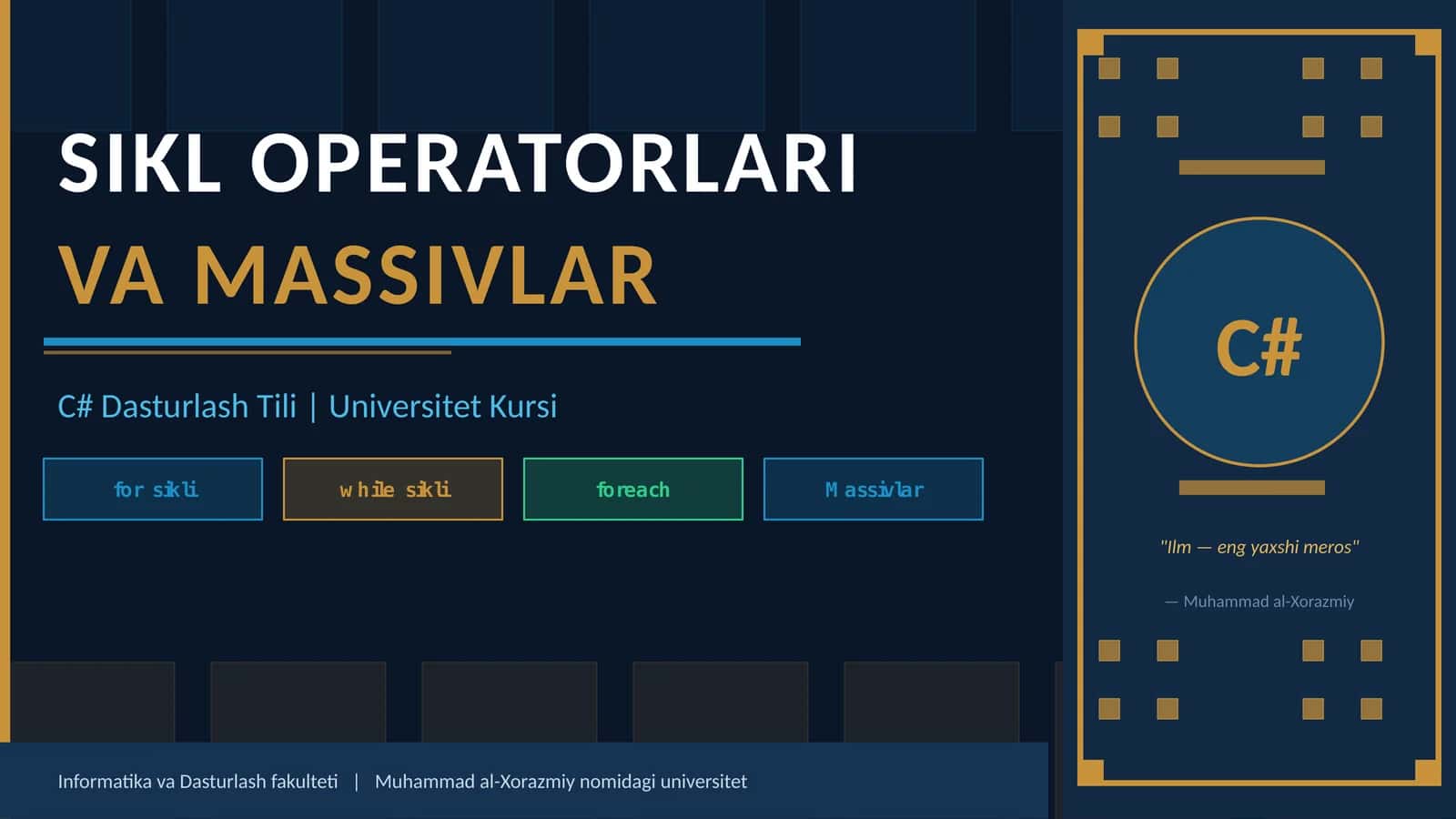 SIkl operatorlari va massivlar 1