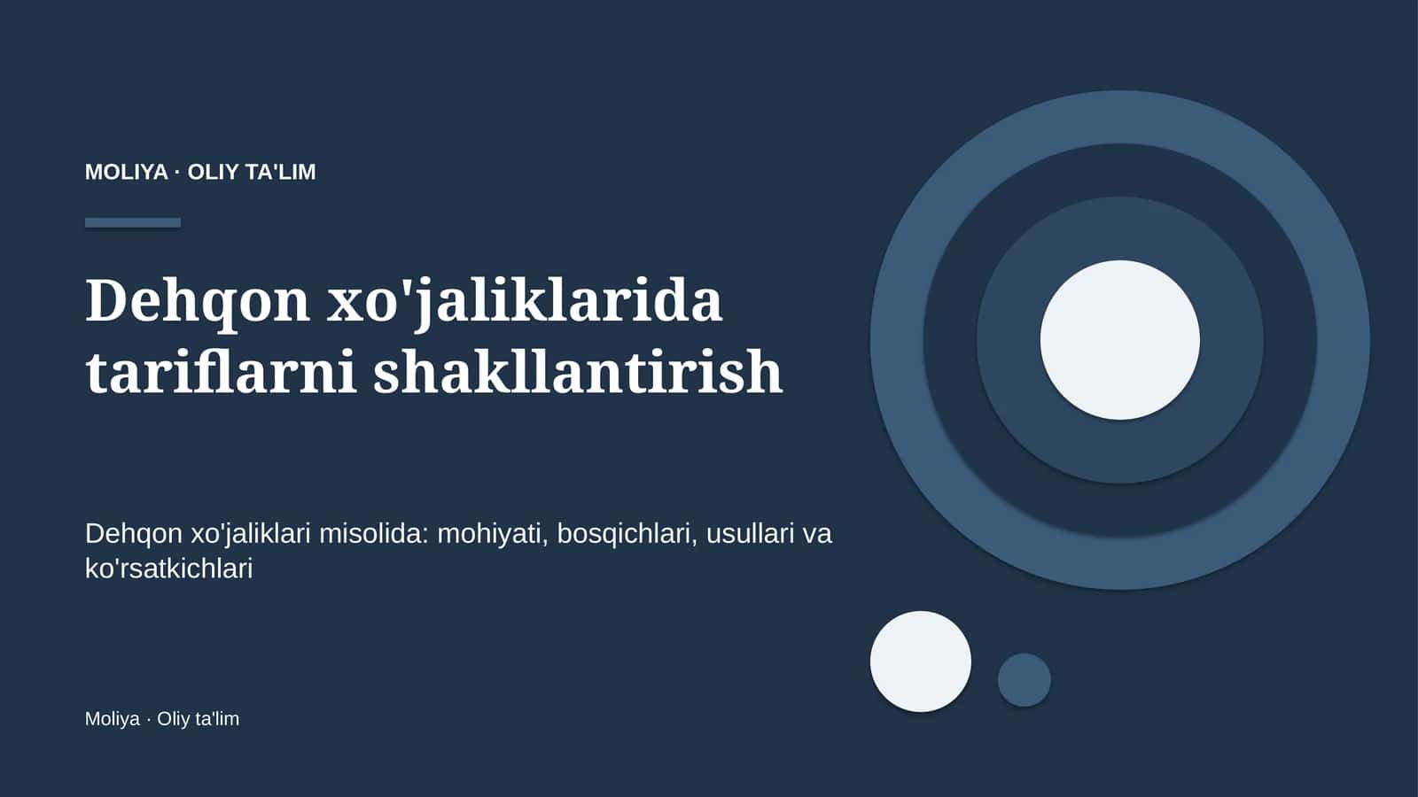 Dehqon xo'jaliklarida tariflarni shakllantirish 1