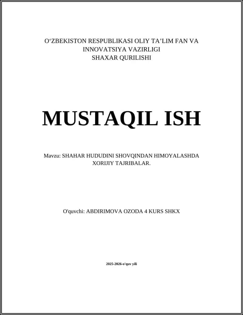 SHAHAR HUDUDINI SHOVQINDAN HIMOYALASHDA XORIJIY TAJRIBALAR 1