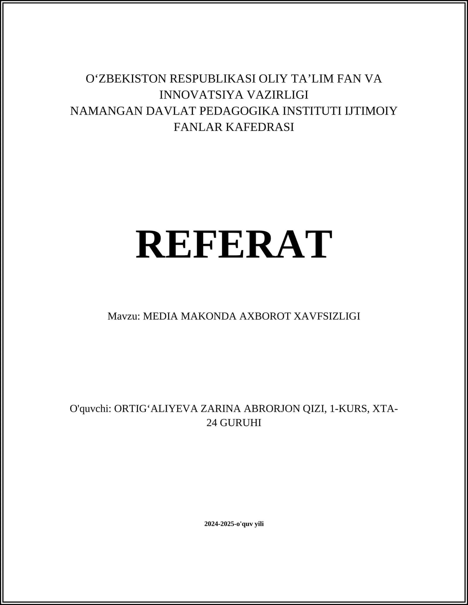 MEDIA MAKONDA AXBOROT XAVFSIZLIGI 1