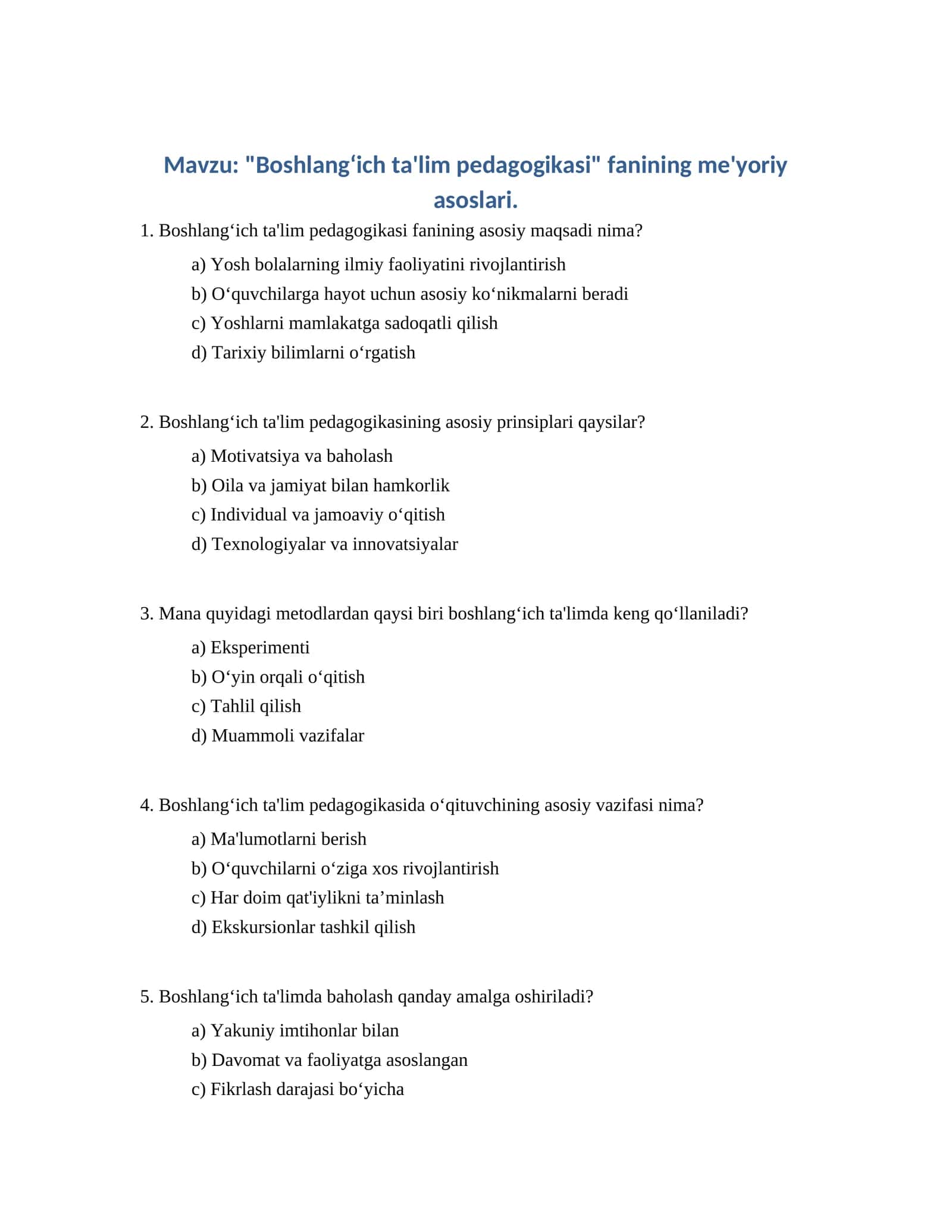 Boshlang'ich ta'lim pedagogikasi 1