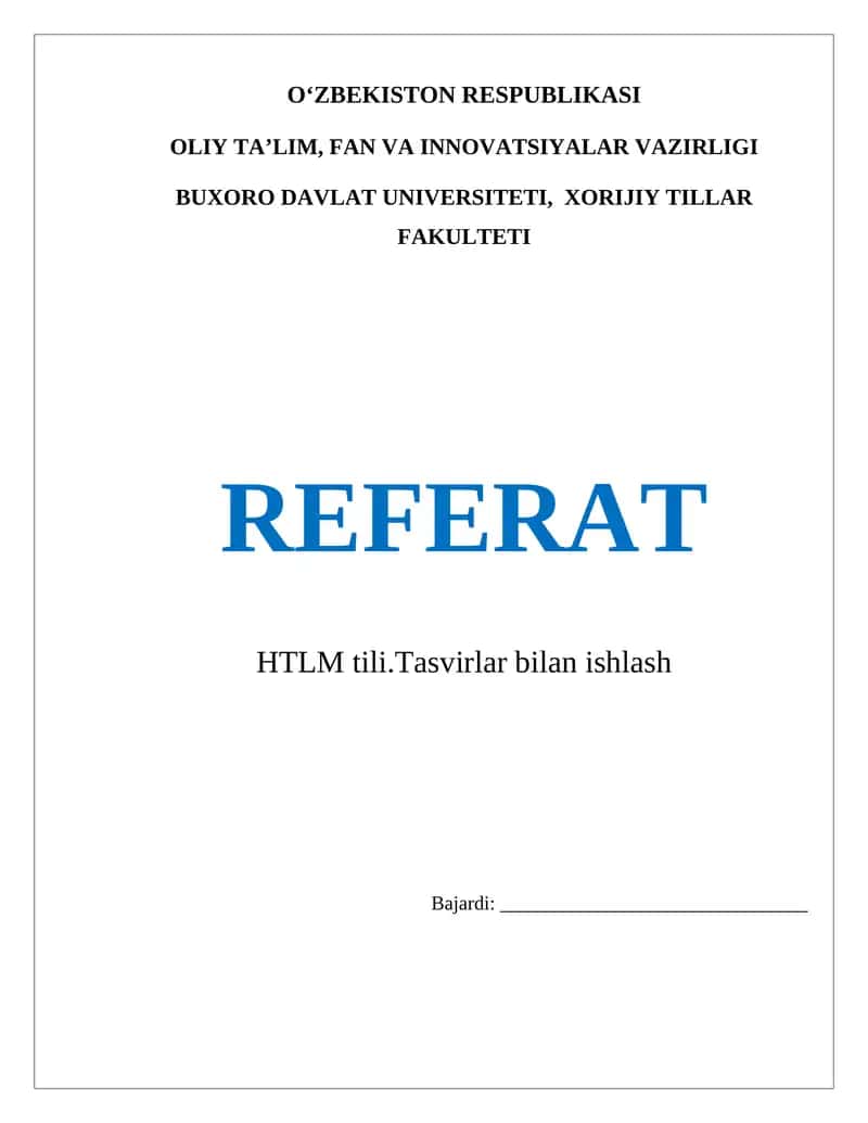 HTLM tili.Tasvirlar bilan ishlash 1