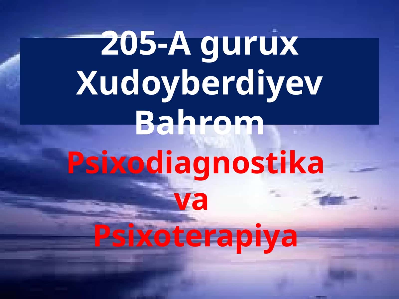 Psixodiagnostika va Psixoterapiya 1