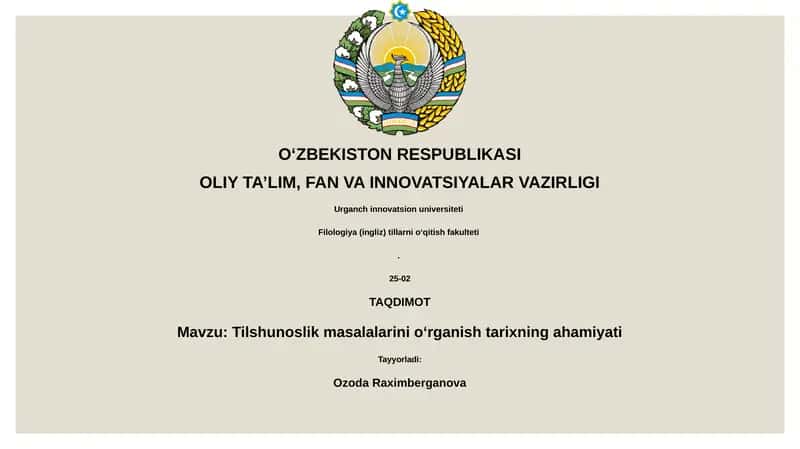 Tilshunoslik masalalarini o‘rganish tarixning ahamiyati 1