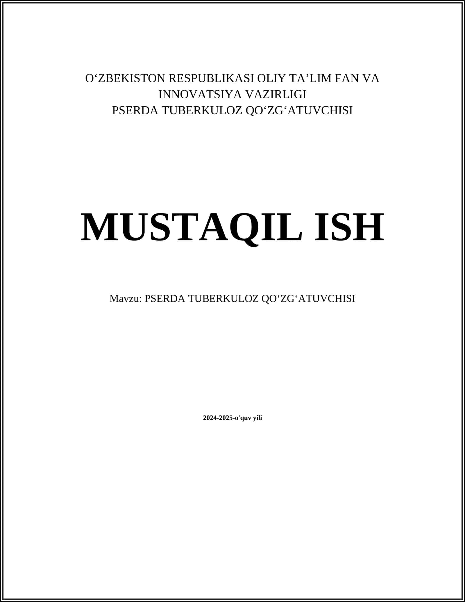 PSERDA TUBERKULOZ QOʻZGʻATUVCHISI 1