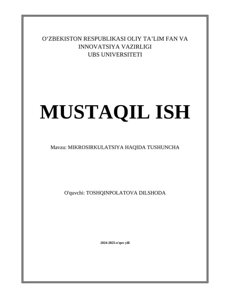MIKROSIRKULATSIYA HAQIDA TUSHUNCHA 1
