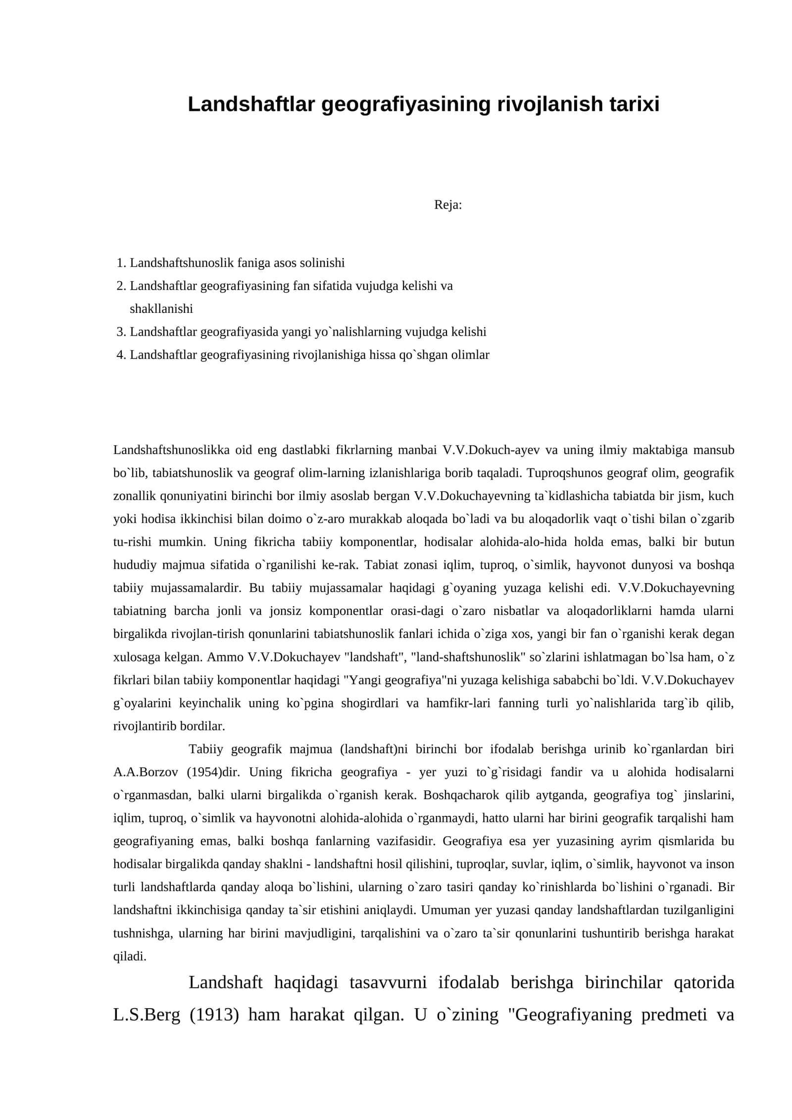 Landshaftlar geografiyasining rivojlanish tarixi 1