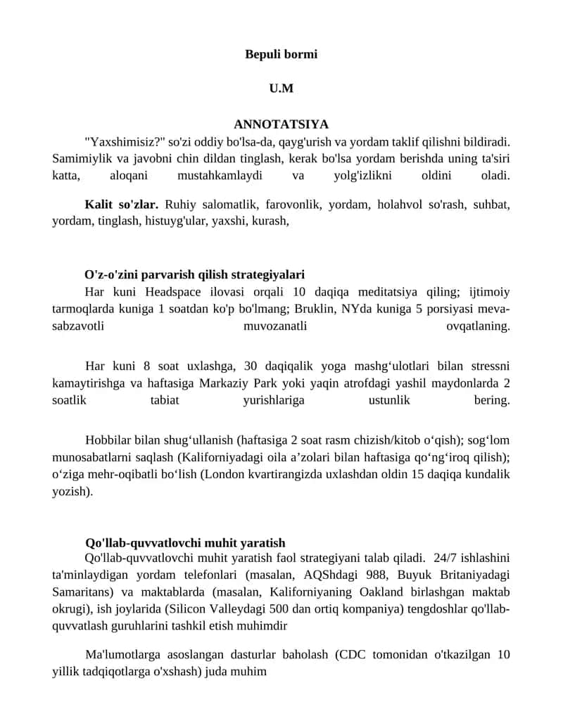 Bepuli bormi 1