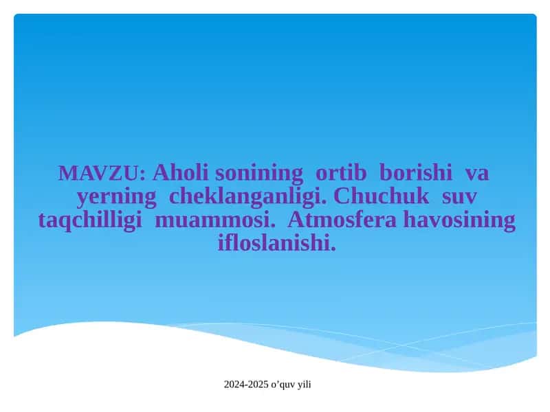 Aholi Sonining O‘shişi va Ekologik Muammolar 1