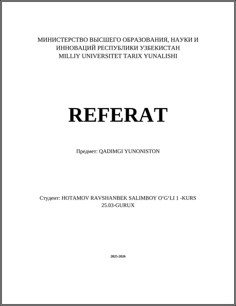 REFERAT - QADIMGI YUNONISTON 1