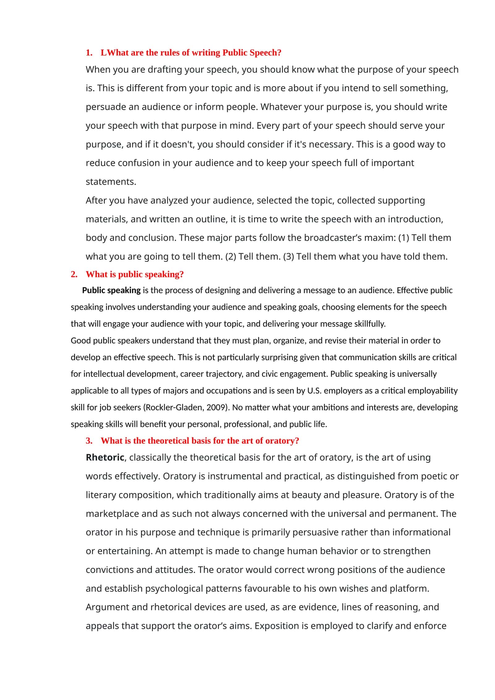 Public Speaking Rules 1