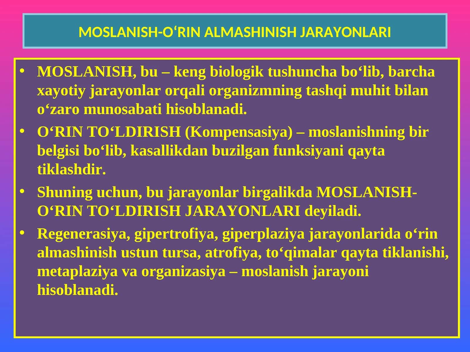 MOSLANISH-O‘RIN ALMASHINISH JARAYONLARI 1