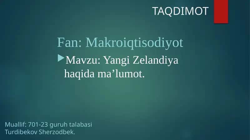 Yangi Zelandiya haqida ma’lumot 1