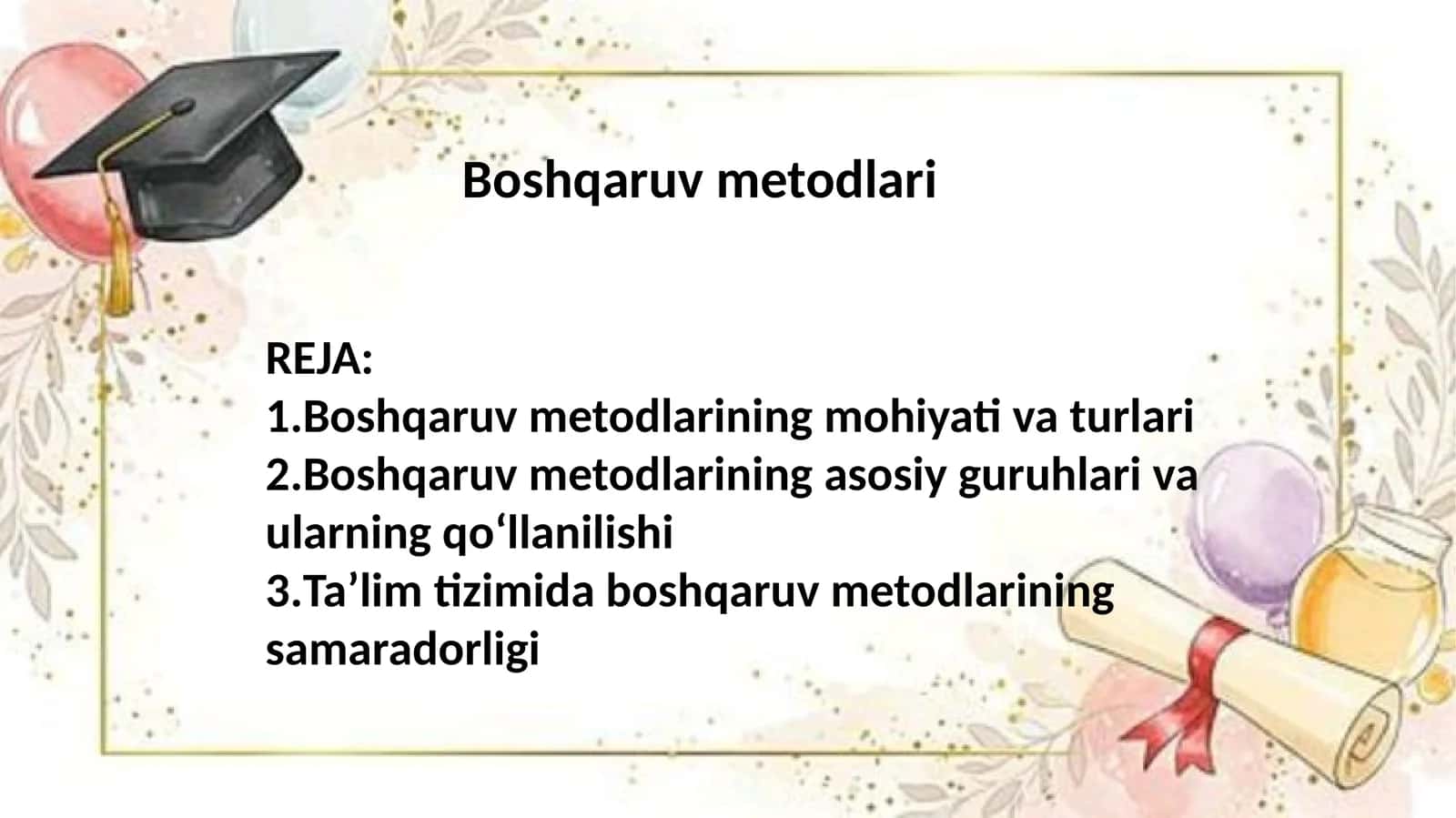 Boshqaruv metodlari 1