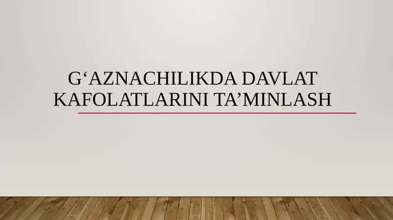 G‘aznachilikda davlat kafolatlarini ta’minlash 1