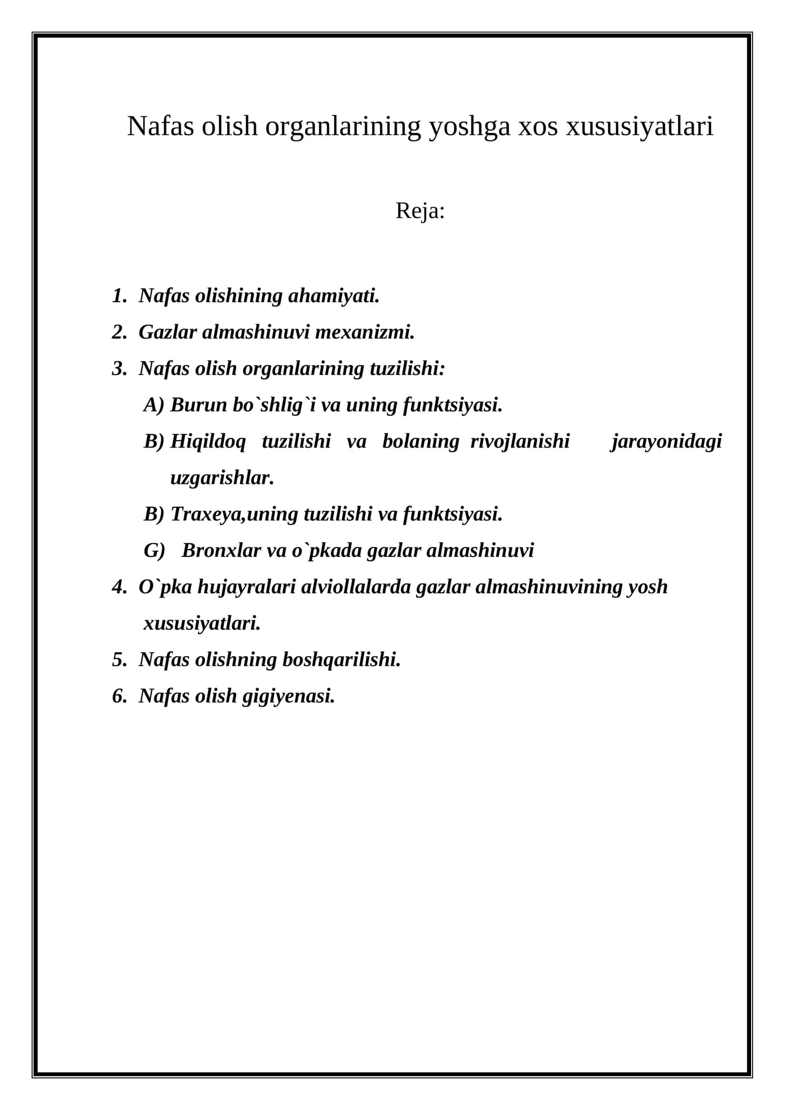 Nafas olish organlarining yoshga xos xususiyatlari 1