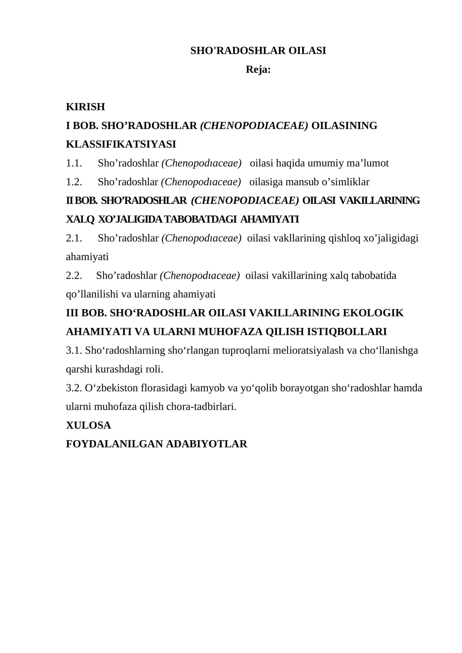SHO'RADOSHLAR OILASI 1