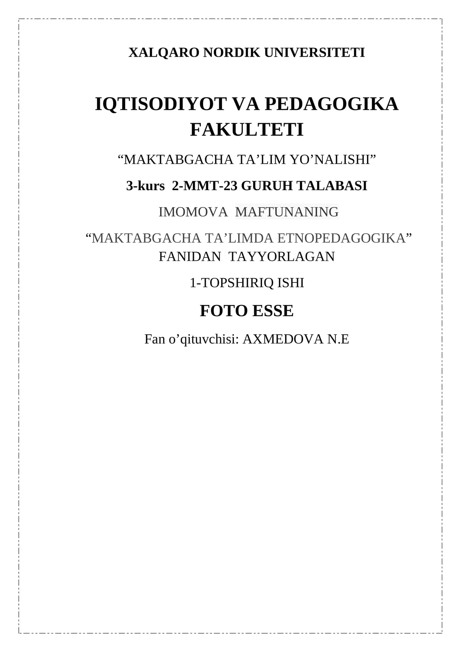 MAKTABGACHA TA’LIMDA ETNOPEDAGOGIKA 1
