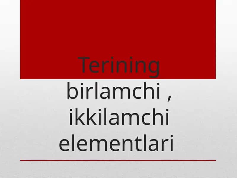 Terining birlamchi , ikkilamchi elementlari 1
