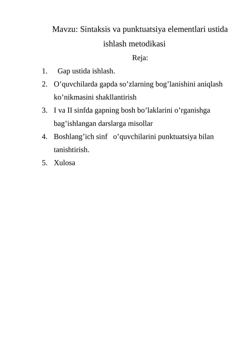 Sintaksis va punktuatsiya elementlari ustida ishlash metodikasi 1