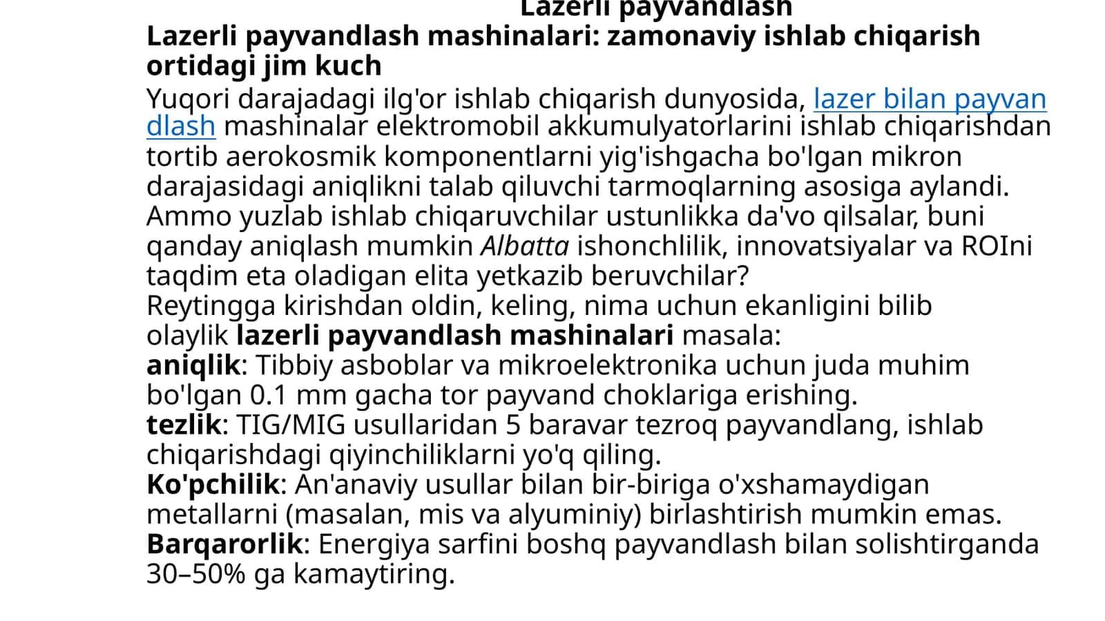 Lazerli payvandlash mashinalari 1