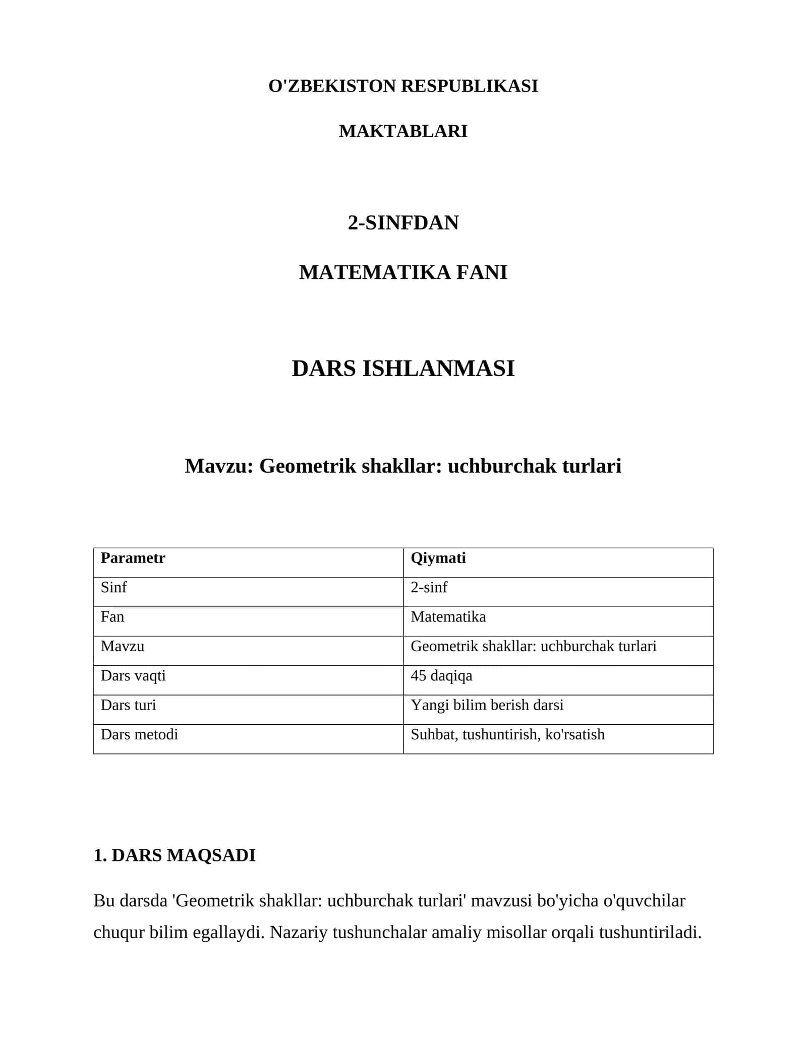 Geometrik shakllar: uchburchak turlari 1