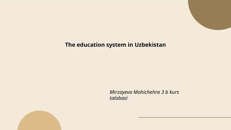 The education system in Uzbekistan 1