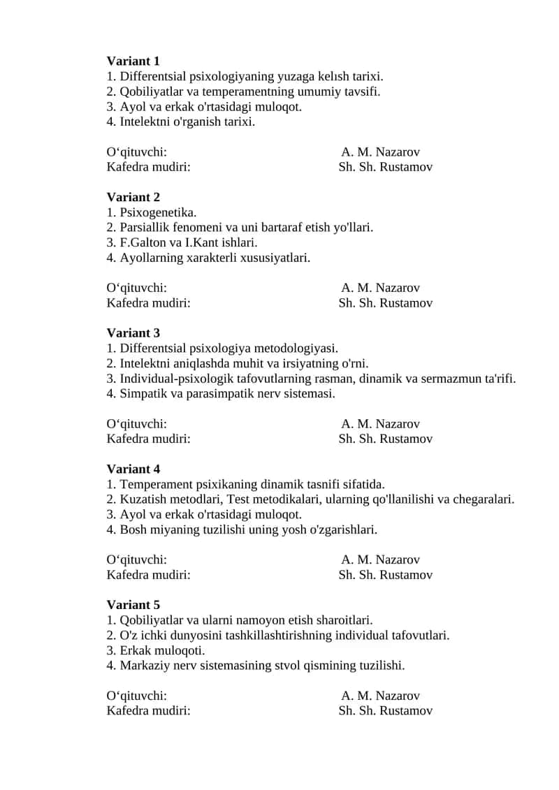 Differentsial psixologiya metodologiyasi 1