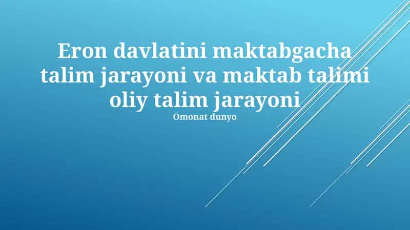 Maktabgacha talim jarayoni va maktab talimi oliy talim jarayoni 1