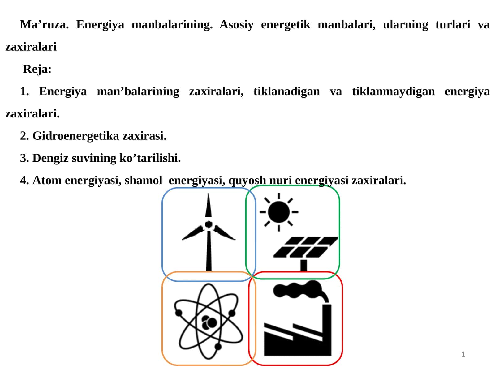 Energiya manbalarining zaxiralari 1