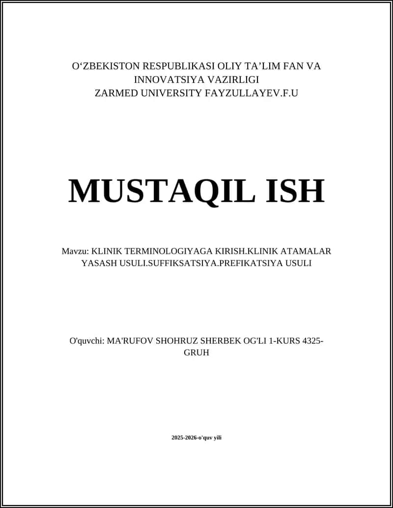 KLINIK TERMINOLOGIYAGA KIRISH 1