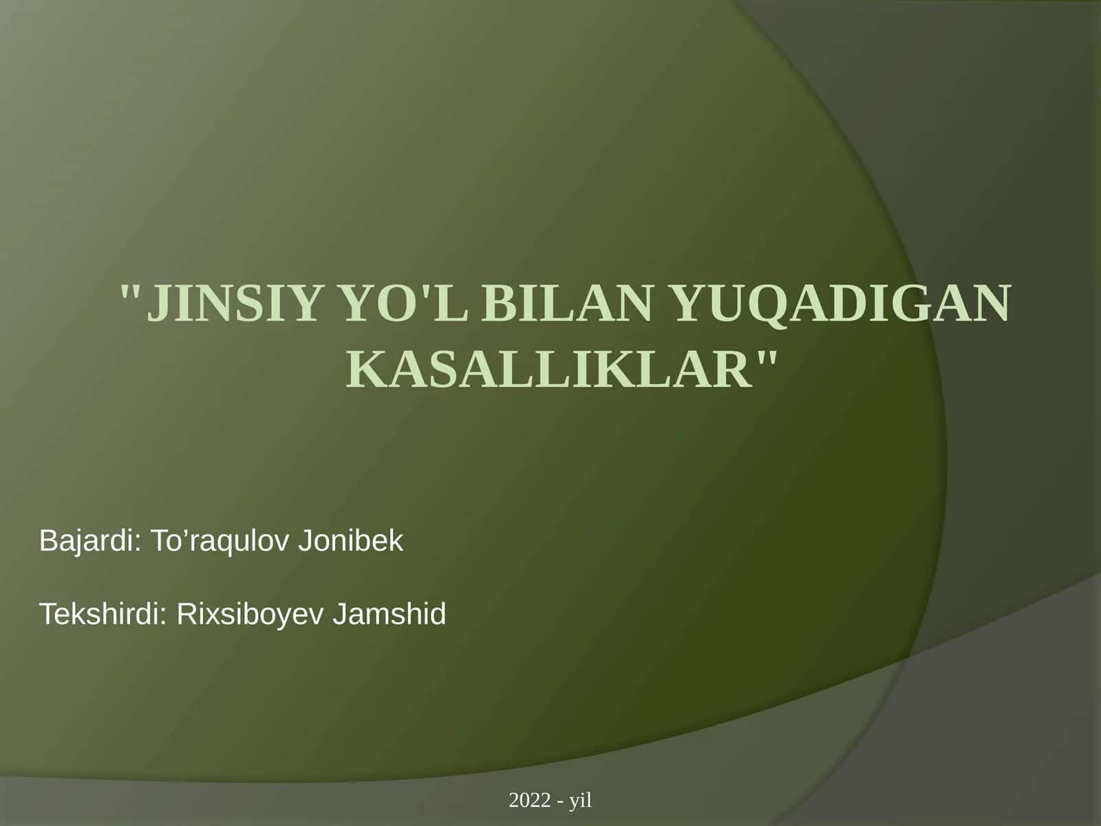 Jinsiy yo'l bilan yuqadigan kasalliklar.Xlamidiya 1