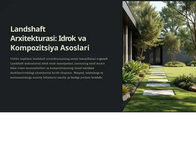 Landshaft Arxitekturasi: Idrok va Kompozitsiya Asoslari 1