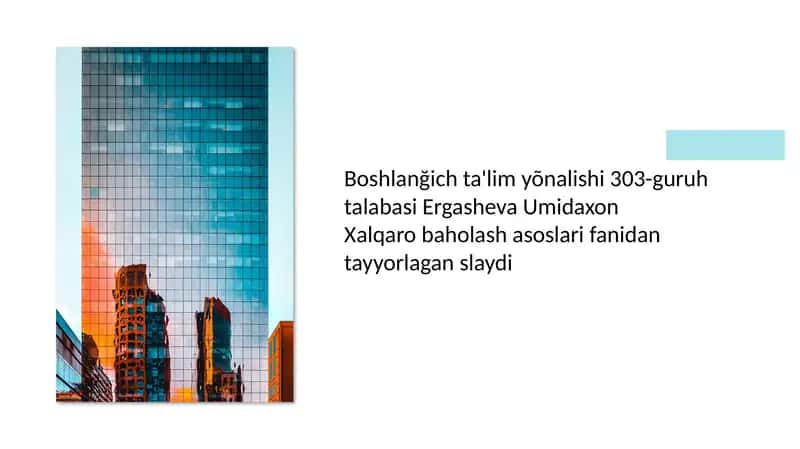 TALIS Xalqaro Baholash Dasturi Slaydi 1
