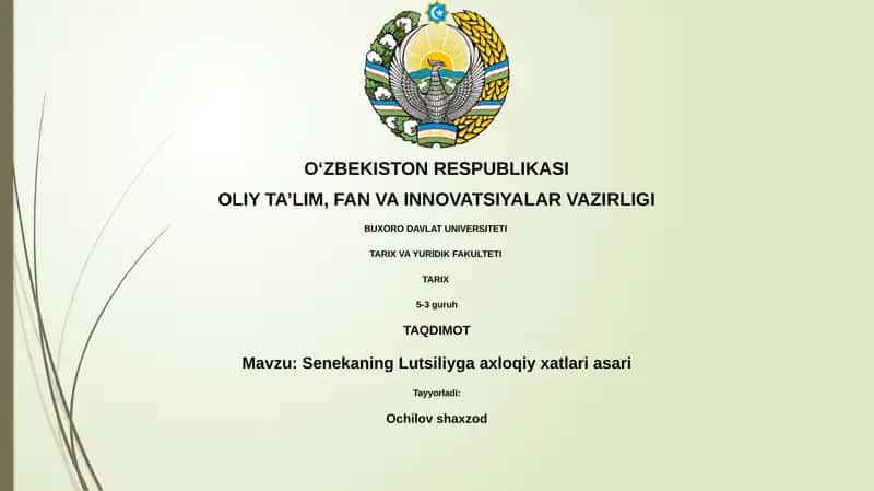 Seneka: Hayot, Davr va Luciliusga Maktublar 1