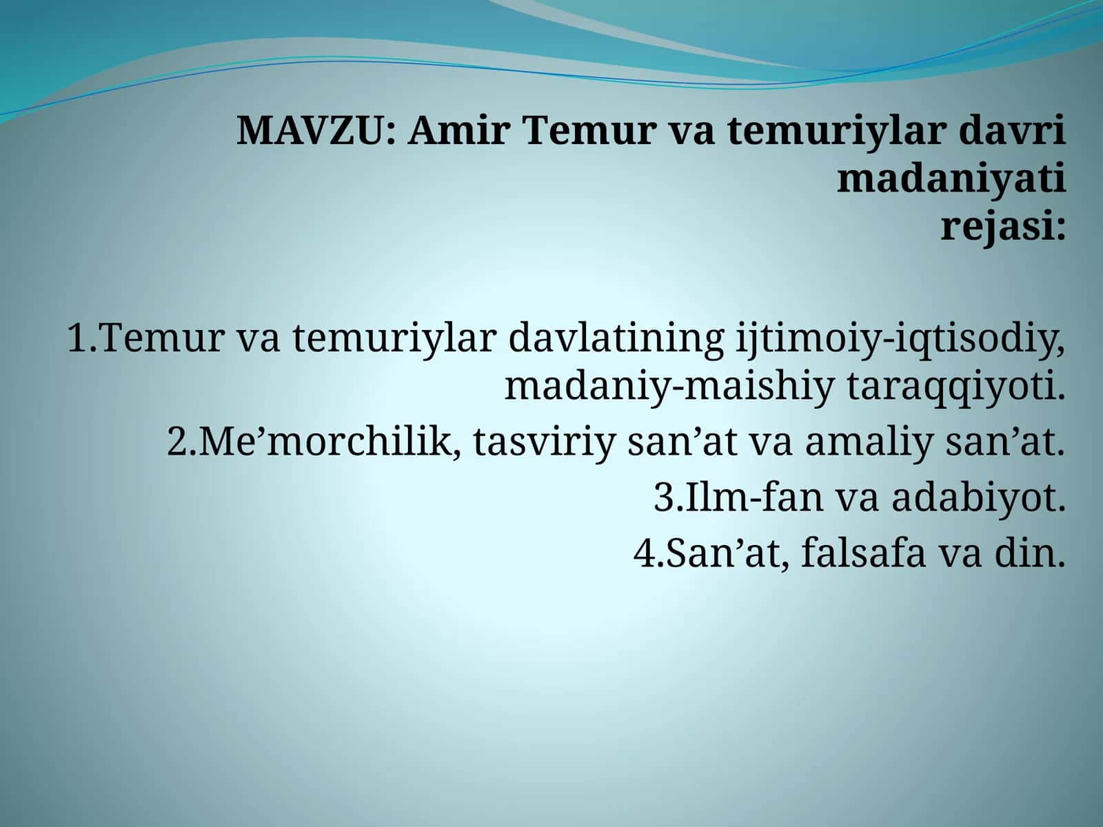 Amir Temur va temuriylar davrida madaniyat irejasi 1