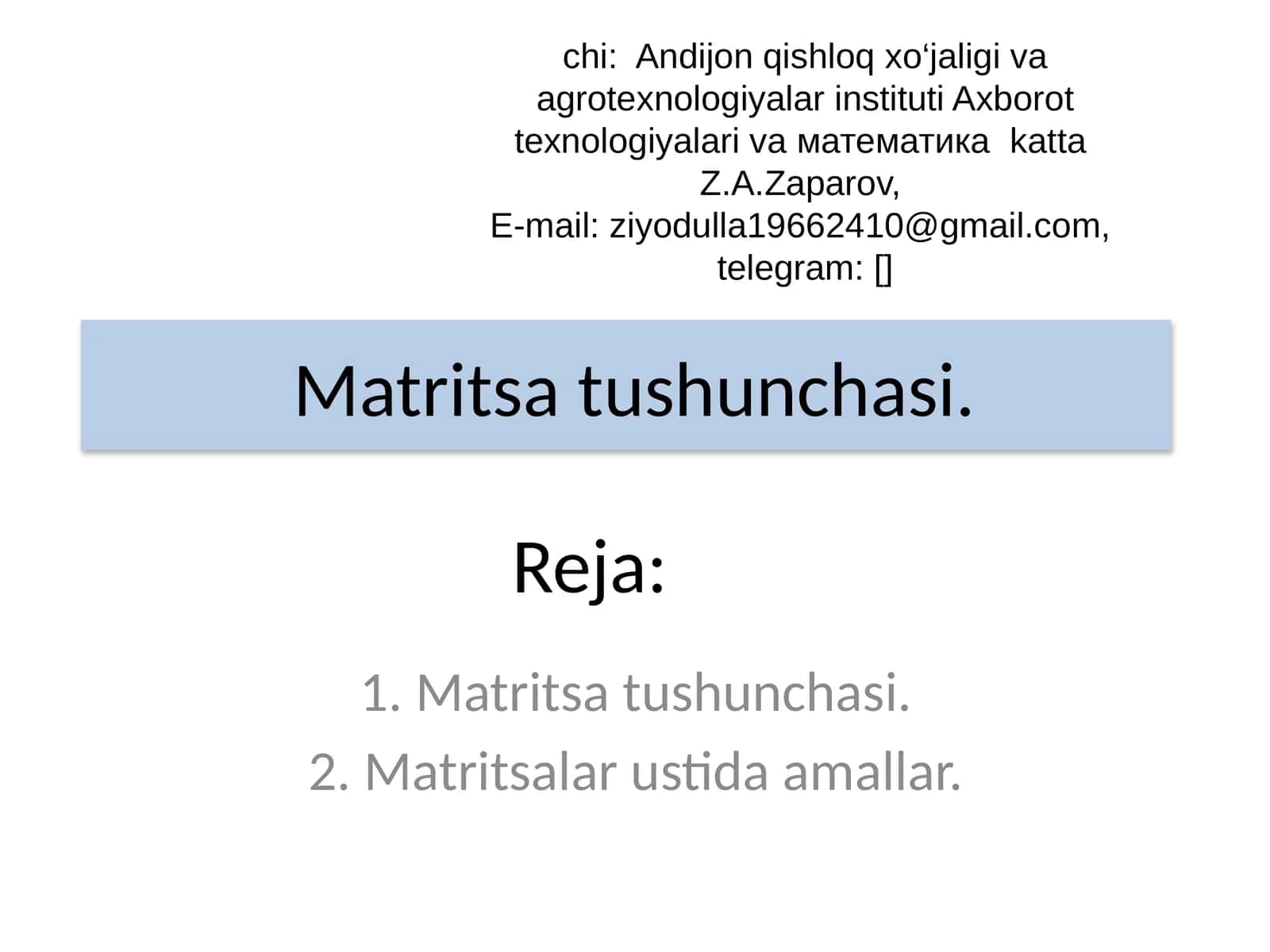 Matritsa tushunchasi 1