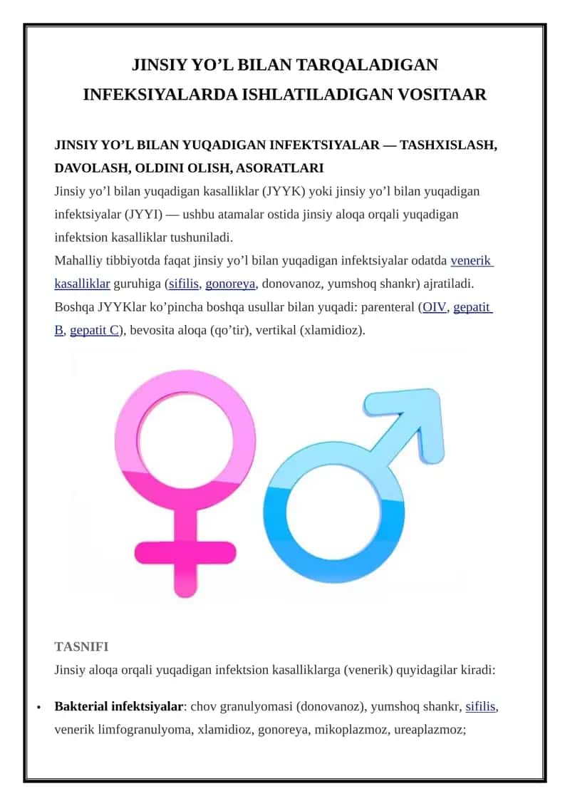 Jinsiy yo’l bilan yuqadigan infektsiyalar 1