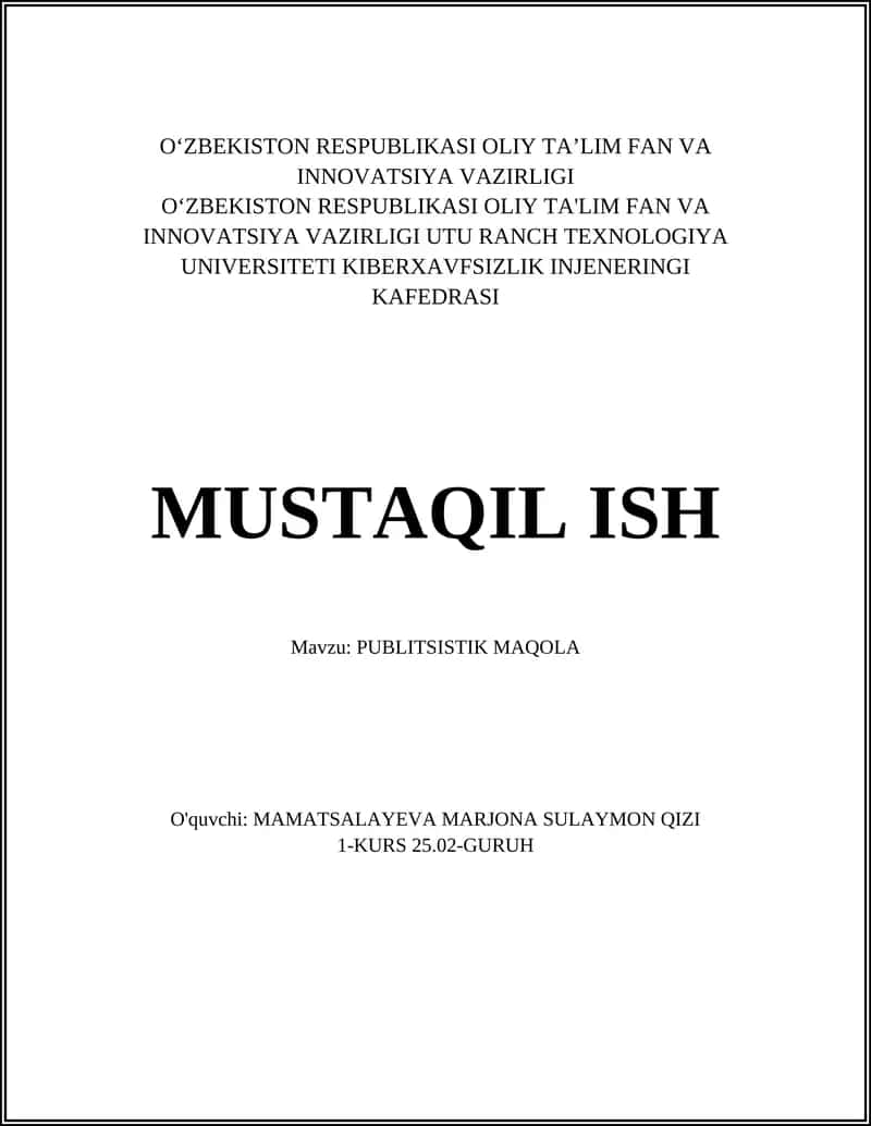 PUBLITSISTIK MAQOLA 1