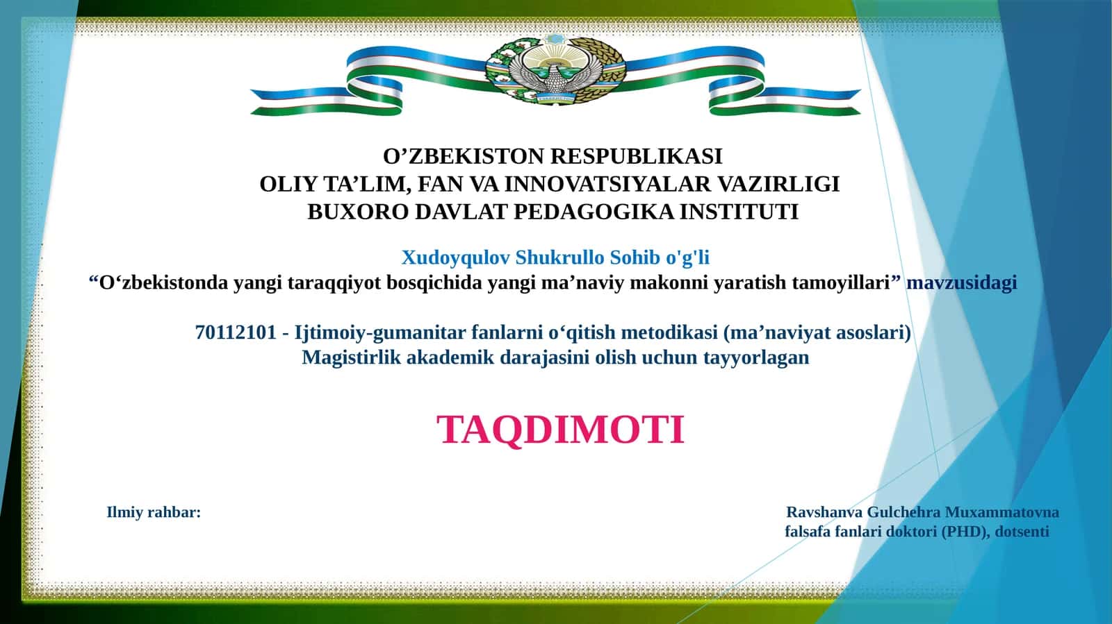 O‘zbеkistonda yangi taraqqiyot bosqichida yangi ma’naviy makonni yaratish tamoyillari 1