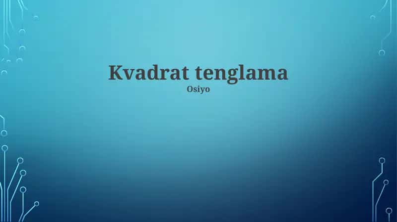 Kvadrat Tenglama 1
