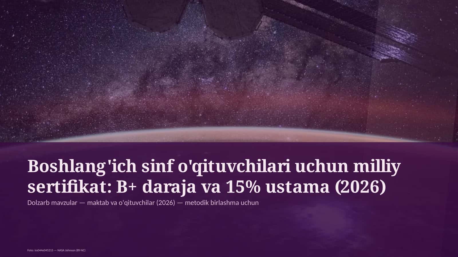 Milliy sertifikat: B+ daraja va 15% ustama 1
