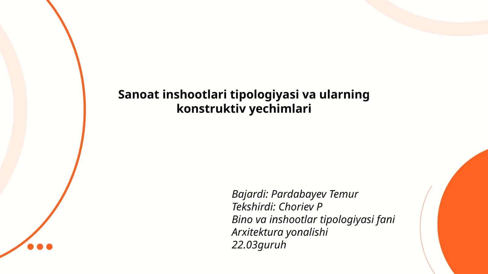 Sanoat inshootlari tipologiyasi va ularning konstruktiv yechimlari 1